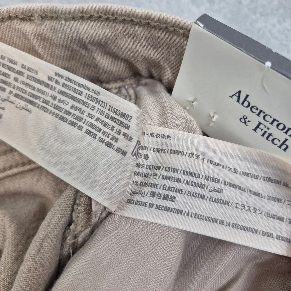 NWT 33 16R Abercrombie The 90s Relaxed High Rise Jeans Tan Khaki Denim Plus